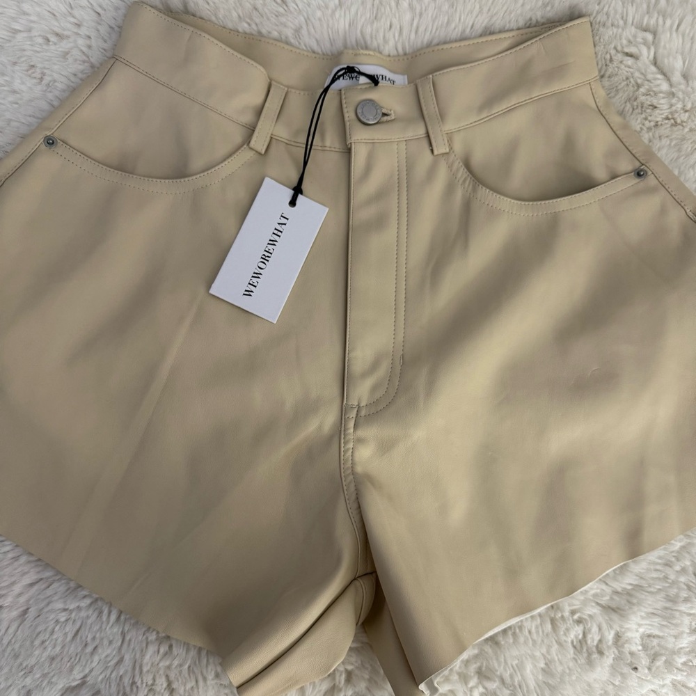 WeWoreWhat High-Waisted Tan Shorts